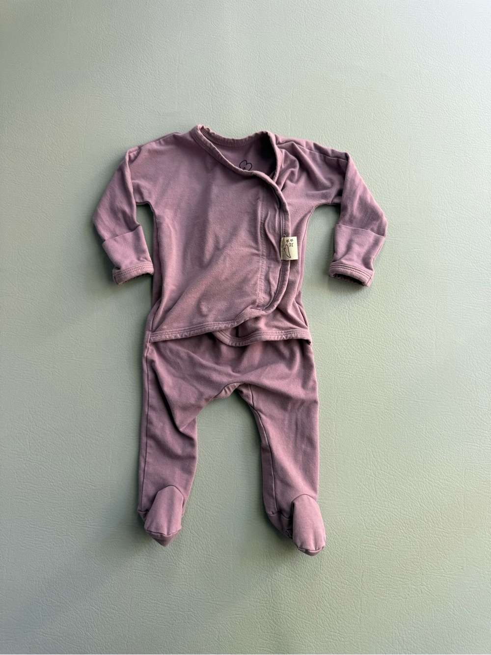 Kids Wrap Top & Footed Pant Pajama Set - Mauve
